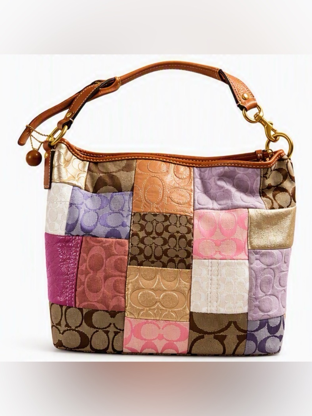 Vintage Coach Patchwork Signature Hobo Shoulder Bag